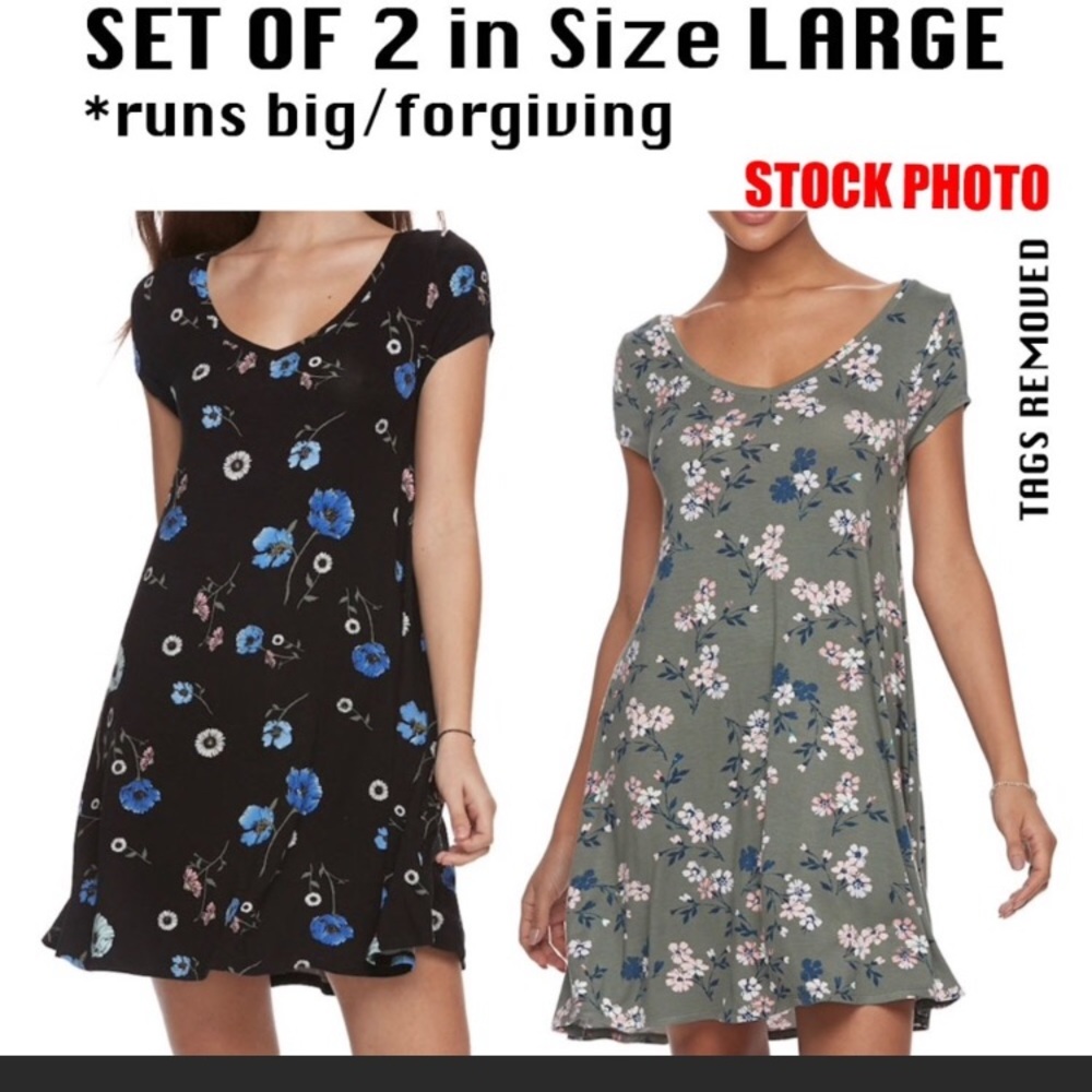 SET OF TWO Juniors' SO Cross-Back Swing Dress LOT